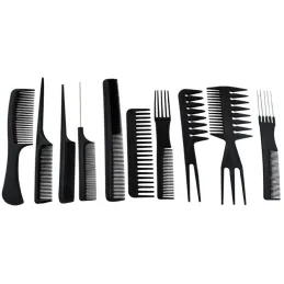 Komplet 10 frizerskih glavnikov BARBER / Črna