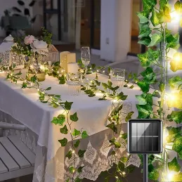 Umetni bršljan z LED-osvetlitvijo – 25 metrov / Zelena