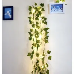 Umetni bršljan z LED-osvetlitvijo – 25 metrov / Zelena