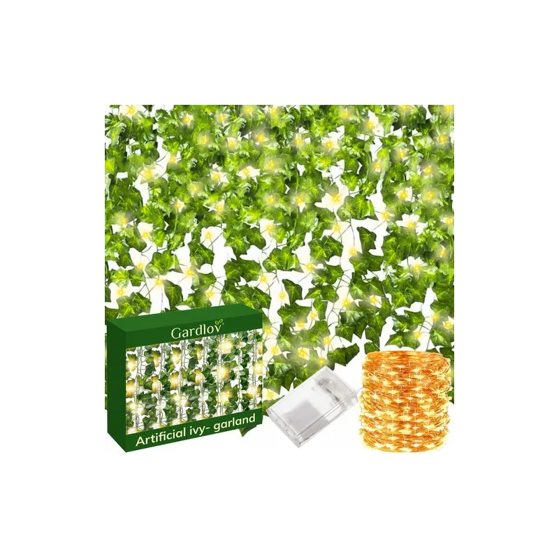 Umetni bršljan z LED-osvetlitvijo – 25 metrov / Zelena