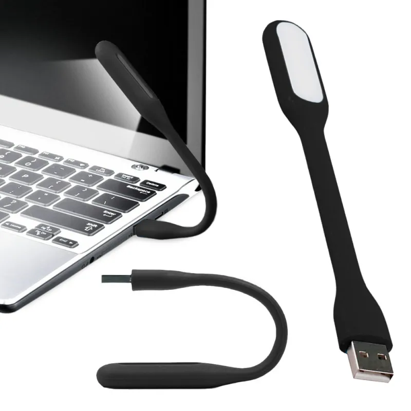 Silikonska upogljiva svetilka USB za prenosnik PAD / Črna