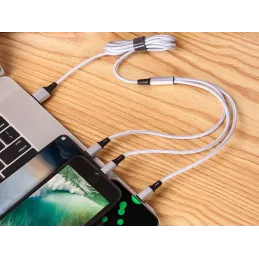 3-v-1 polnilnik za telefon USB-A PRACTICO / Srebrna