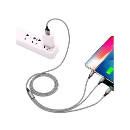 3-v-1 polnilnik za telefon USB-A PRACTICO / Srebrna