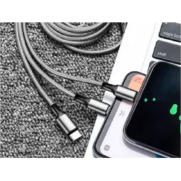 3-v-1 polnilnik za telefon USB-A PRACTICO / Srebrna