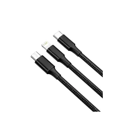 3-v-1 polnilnik za telefon USB-A PRACTICO / Črna