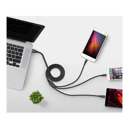 3-v-1 polnilnik za telefon USB-A PRACTICO / Črna
