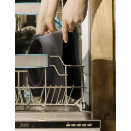 Dvojna posoda za živali s silikonsko podlogo STAR 450 ml / Črna