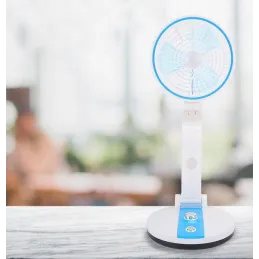 Zložljiv ventilator z namizno LED-svetilko FAN / Modra