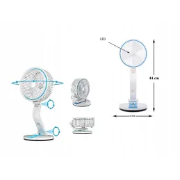 Zložljiv ventilator z namizno LED-svetilko FAN / Modra