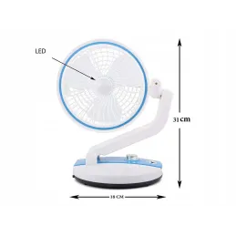 Zložljiv ventilator z namizno LED-svetilko FAN / Modra