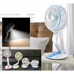 Zložljiv ventilator z namizno LED-svetilko FAN / Modra