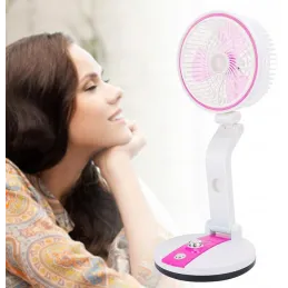 Zložljiv ventilator z namizno LED-svetilko FAN / Rožnata