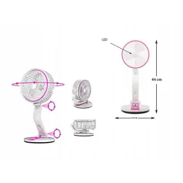 Zložljiv ventilator z namizno LED-svetilko FAN / Rožnata