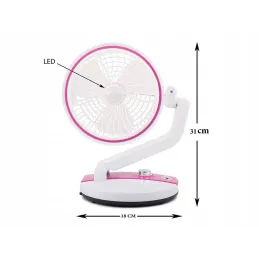 Zložljiv ventilator z namizno LED-svetilko FAN / Rožnata