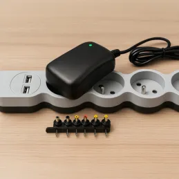Univerzalni napajalnik s 6 priključki 3–12 V + USB / Črn