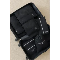 7-delni potovalni komplet za oblačila in kozmetiko TRAVEL LUX / Črna