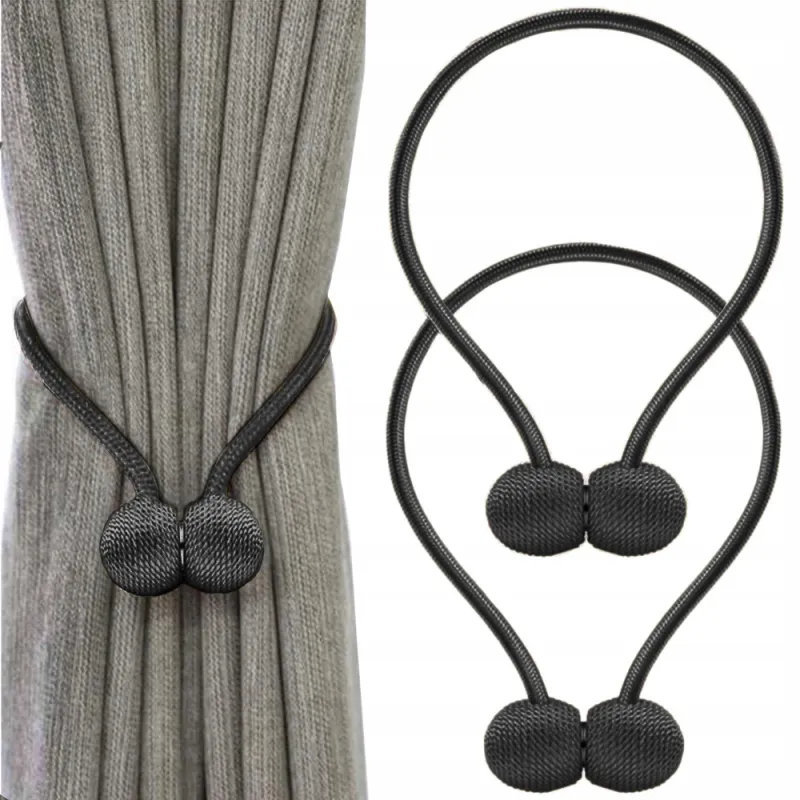 Set 2 kosov – Dekorativne magnetne sponke za zavese PINS / Črna