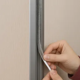 Samolepilna stranska ščetina za drsna vrata / Siva
