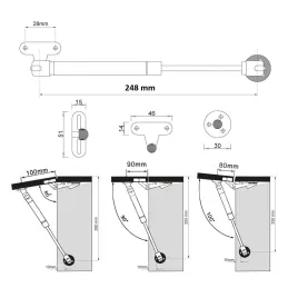 Dvižni plinski bat 248 mm / Siva