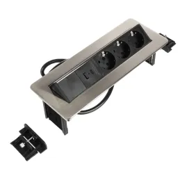 Izvlečna električna vtičnica LUNAR SCHUKO 3x230V + polnjenje USB A-C / nerjavno jeklo