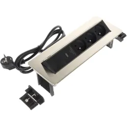 Dvižna električna vtičnica LUNAR FRENCH 3x230V + polnjenje USB A-C / nerjavno jeklo