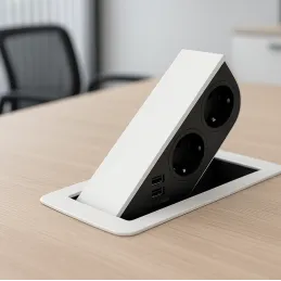 Dvižna električna vtičnica CIZO 2x230 + 2xUSB – SCHUKO / Bela