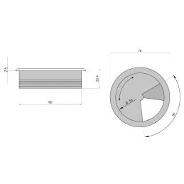 Kabelski prehod iz PVC-ja 60 mm / bukev