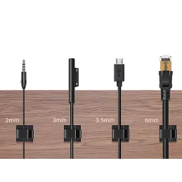 Komplet 10 samolepilnih držal za kable / mat črna