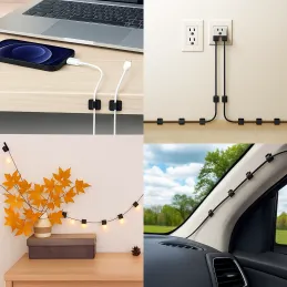Komplet 10 samolepilnih držal za kable / mat črna