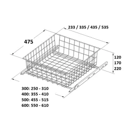 Izvlečni koš za omaro EKONOM / Bel