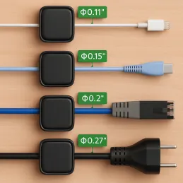 Komplet 12 magnetnih držal za kable / mat črna