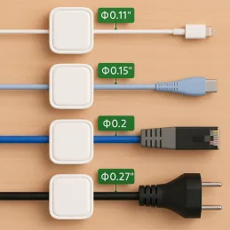 Komplet 12 magnetnih držal za kable / mat bela