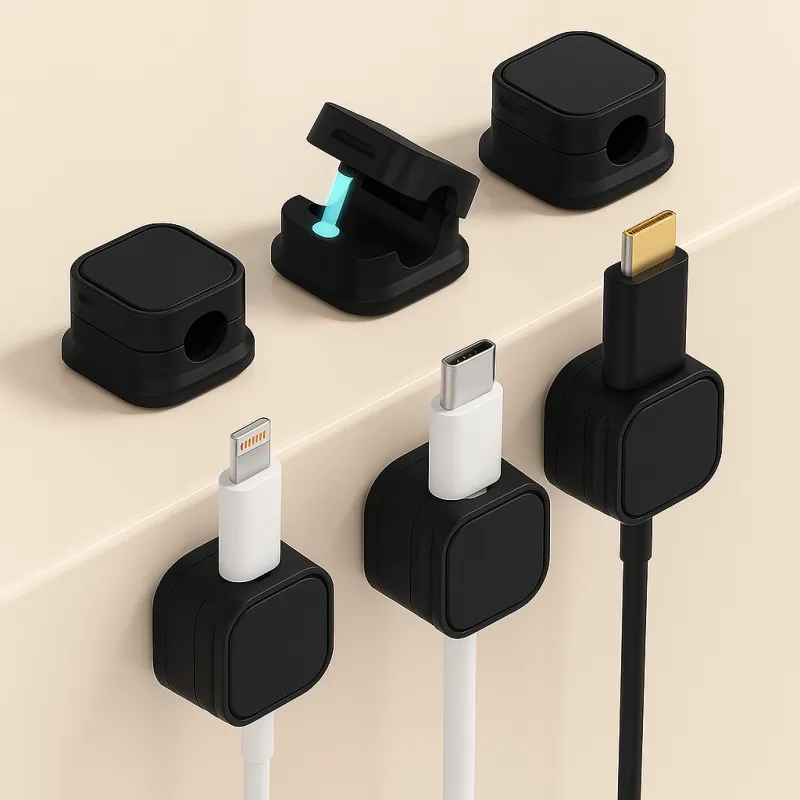 Komplet 12 magnetnih držal za kable / mat črna