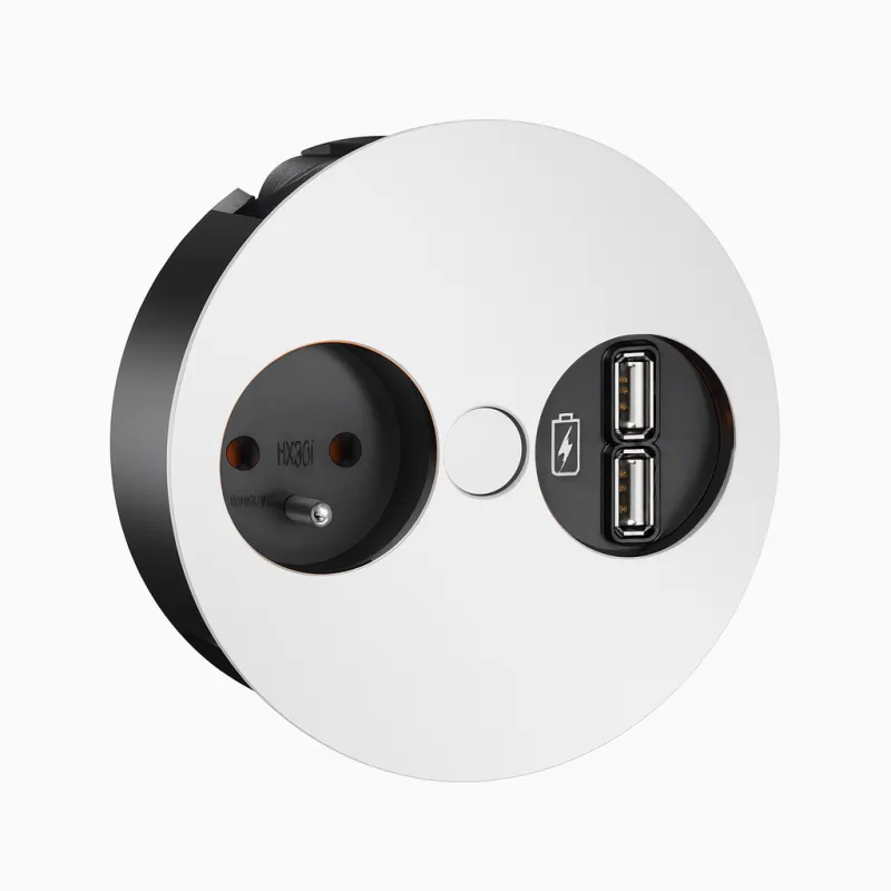 Električna vtičnica Twister + USB / Bela