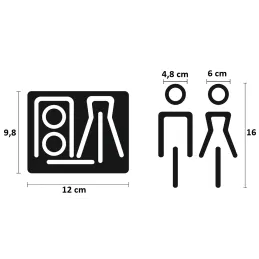 Set 2 kosov piktogramov za WC – moški + ženske / mat črna