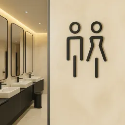 Set 2 kosov piktogramov za WC – moški + ženske / mat črna