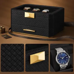 Dizajnerska škatla za nakit BUGATI WATCH s predalom za ure / Črno-zlata