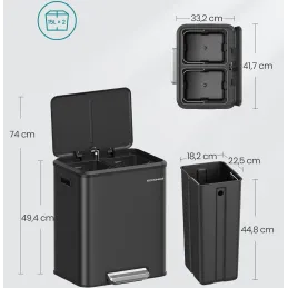 Koš za smeti STING s pedalom 2 × 15 l / antracit