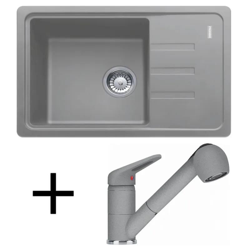 Komplet G118 Granitno pomivalno korito Franke BSG 611-62 + FC 9547 / Sivi kamen