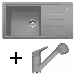 Komplet G122 Pomivalno korito iz granita Franke BSG 611-78/39 + armatura FC 9541 / Sivi kamen