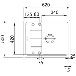 Komplet G55 Franke keramično pomivalno korito BFG 611-62 + armatura FC 9547 / Pršilka / Onyx