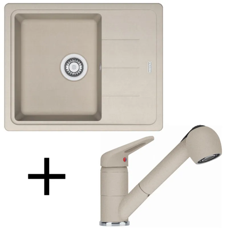 Komplet G55 Franke keramično pomivalno korito BFG 611-62 + pipa FC 9547 / pršilo / Sahara