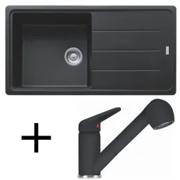Komplet G138 Franke BFG 611 kamnitozrnati pomivalno korito + armatura FC 9547/ pršna glava / Onyx