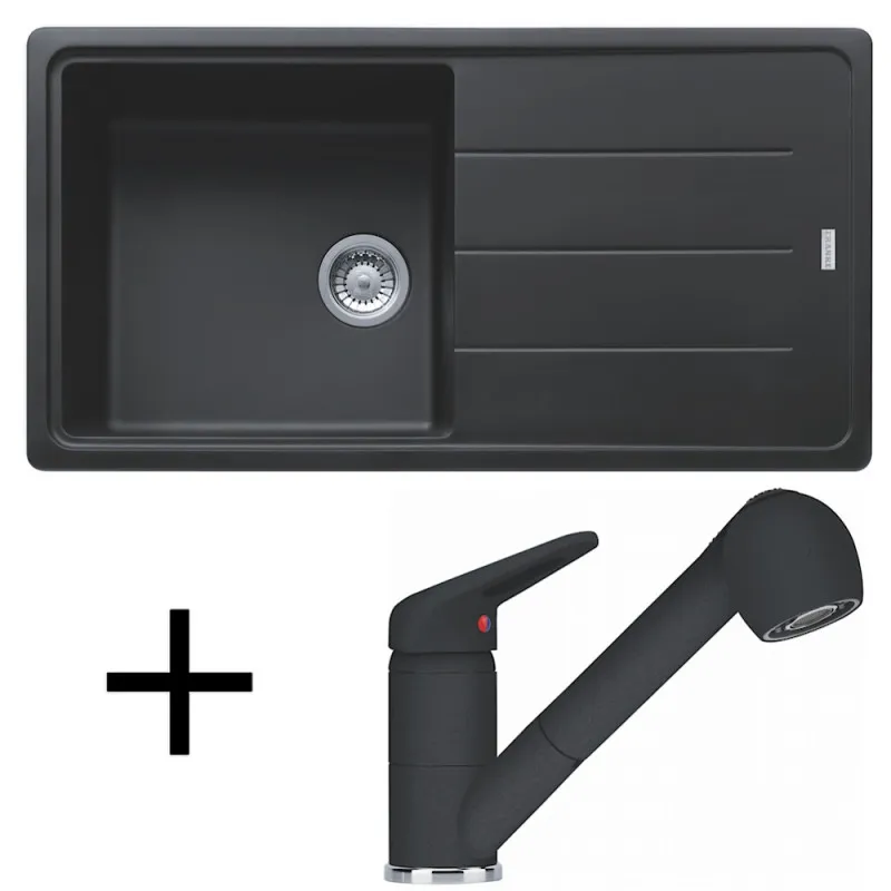 Komplet G138 Franke BFG 611 kamnitozrnati pomivalno korito + armatura FC 9547/ pršna glava / Onyx