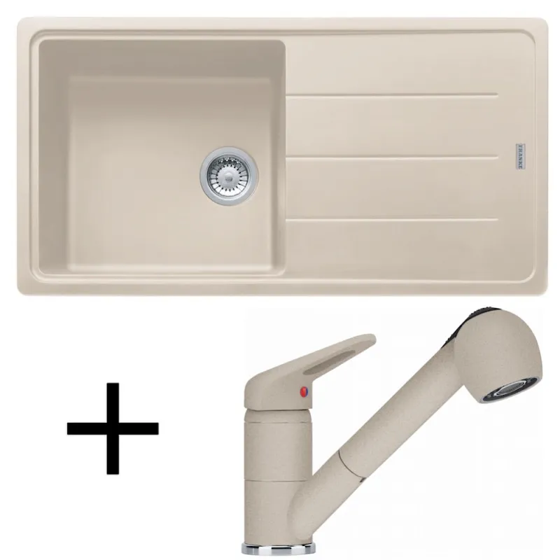 Komplet G138 Franke BFG 611+ Keramično pomivalno korito, armatura FC 9547/ ročna prha / Sahara