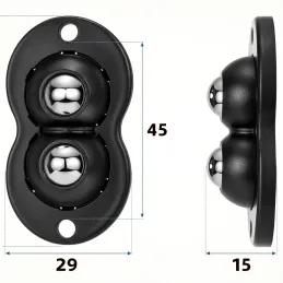 Set 4 samolepilnih drsnikov za pohištvo z ležajem ROLLER DUO / Črna