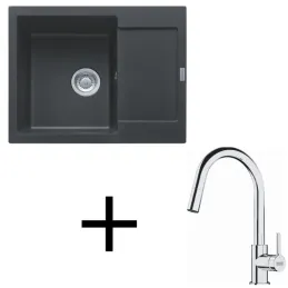 Komplet G256: pomivalno korito iz keramike Franke MRG 611-62 + armatura FS 3229 / Onyx