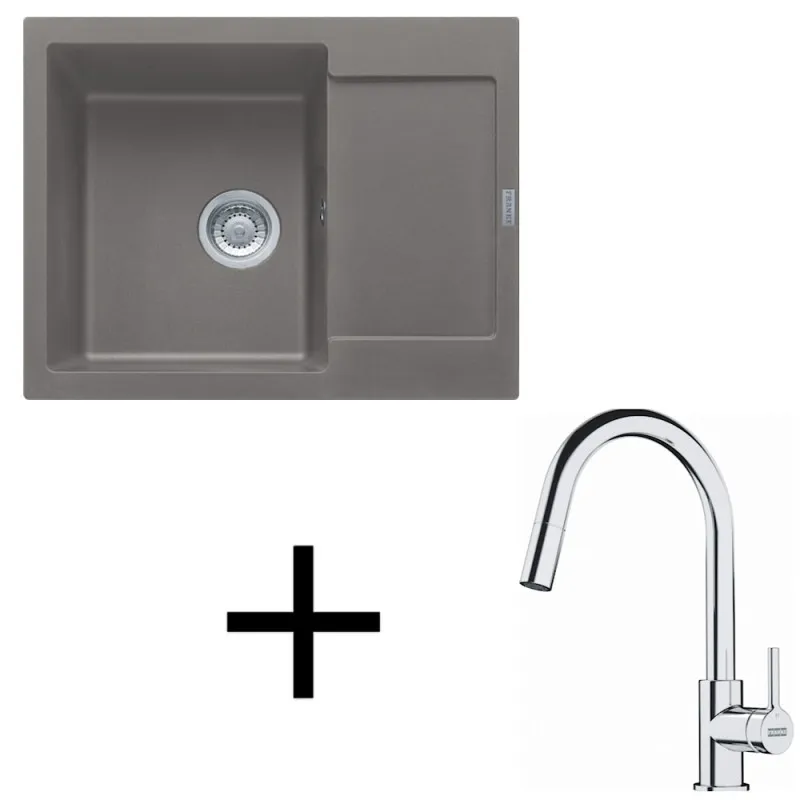Komplet G256 Franke MRG 611-62 keramično pomivalno korito + armatura FS 3229 / siv kamen