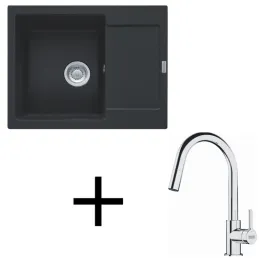 Komplet G256 granitno pomivalno korito Franke MRG 611-62 + armatura FS 3229 / mat črna