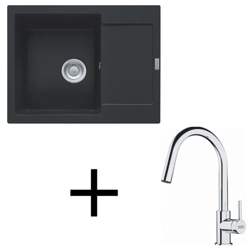 Komplet G256 granitno pomivalno korito Franke MRG 611-62 + armatura FS 3229 / mat črna